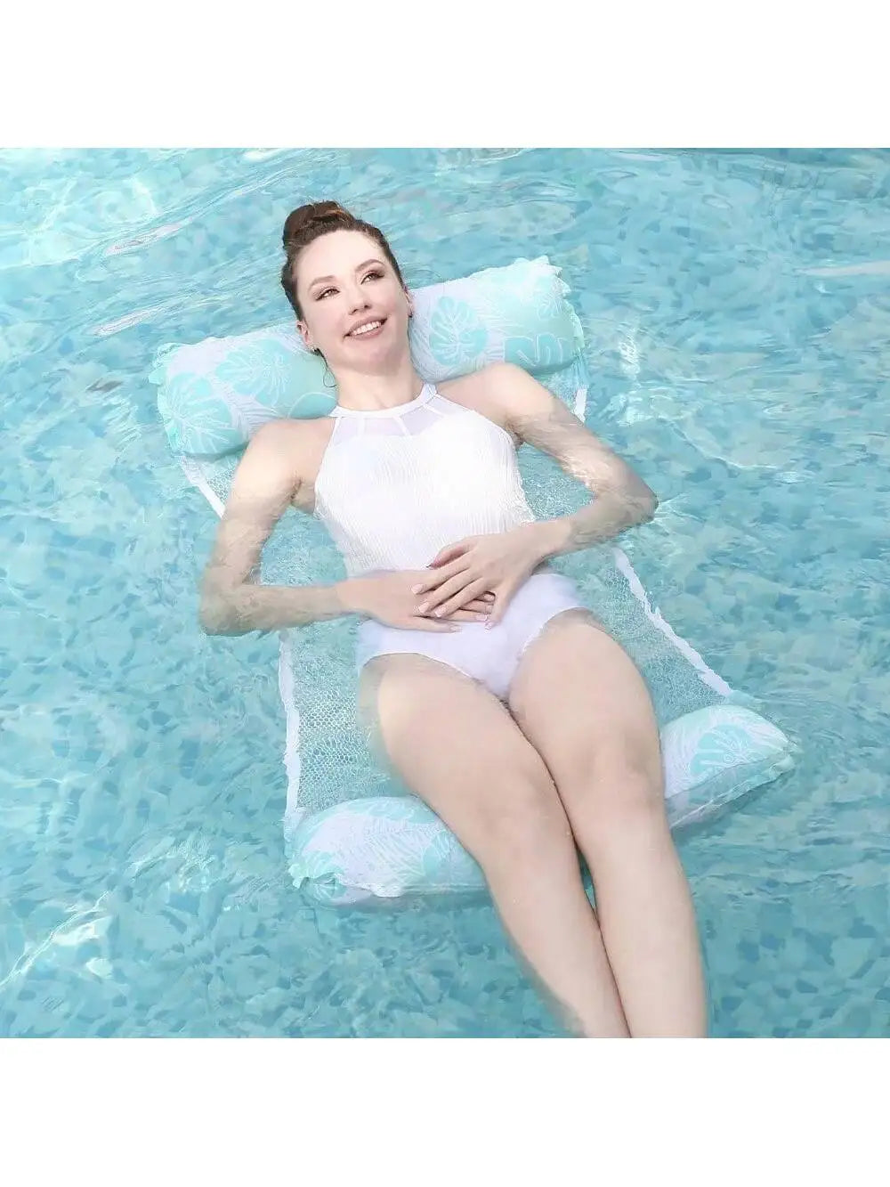 Foldable Striped Inflatable Lounge Chair, Suitable For Swimming Pool Parties And Beach Leisure Floating Beds With Net Backrest