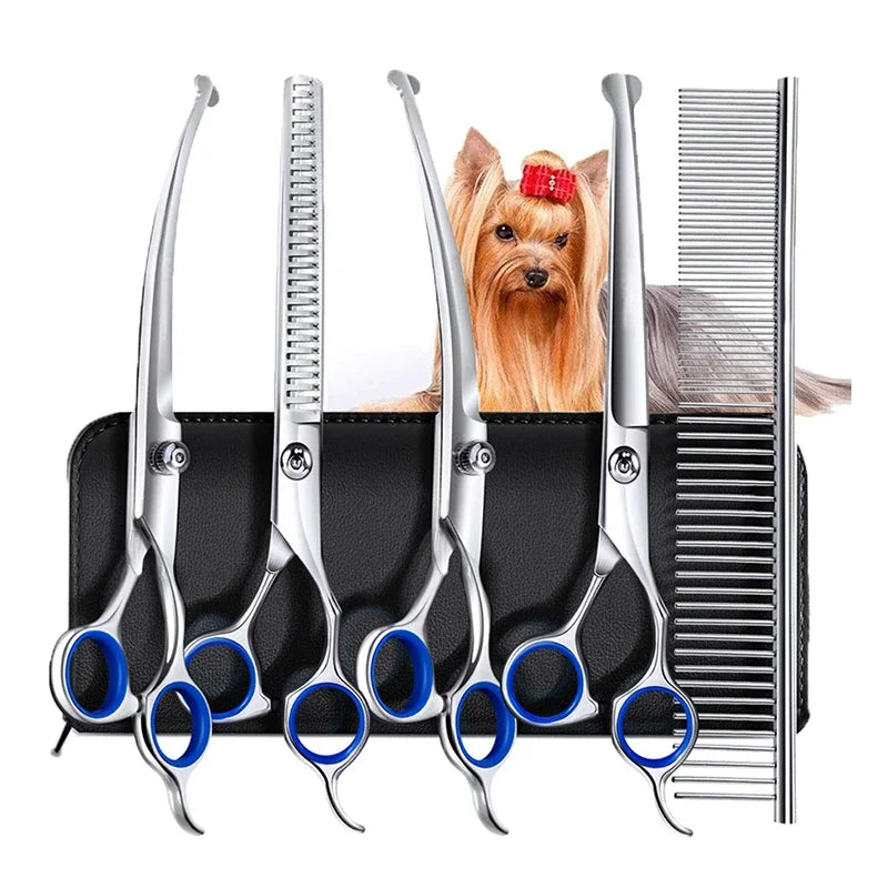 Set 5 in 1 Forbici Grooming per Cani e Gatti – Acciaio Inox con Punta Rotonda