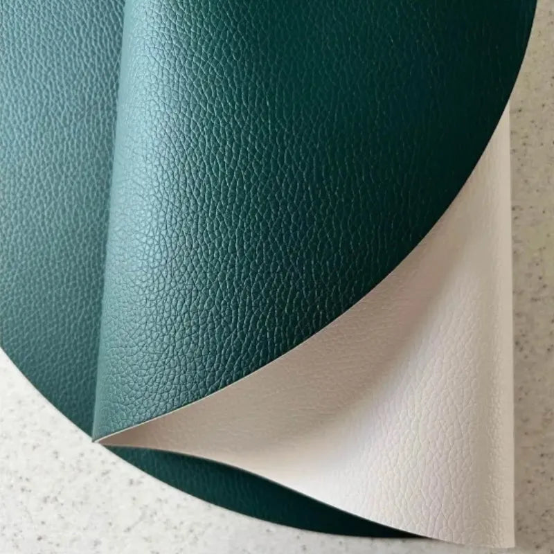 Oval Reversible Faux Leather Placemats Black Waterproof & Heat-Resistant Table Mats Pads for Dining Kitchen Wedding & Party
