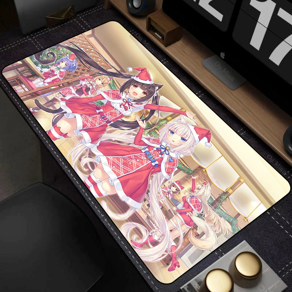 XXL Home HD Computer Desk Mats Mouse Pad Nekopara Mousepad Carpet Gamer Office Laptop Soft Mouse Mat Desktop Mouse Mats 90x40cm