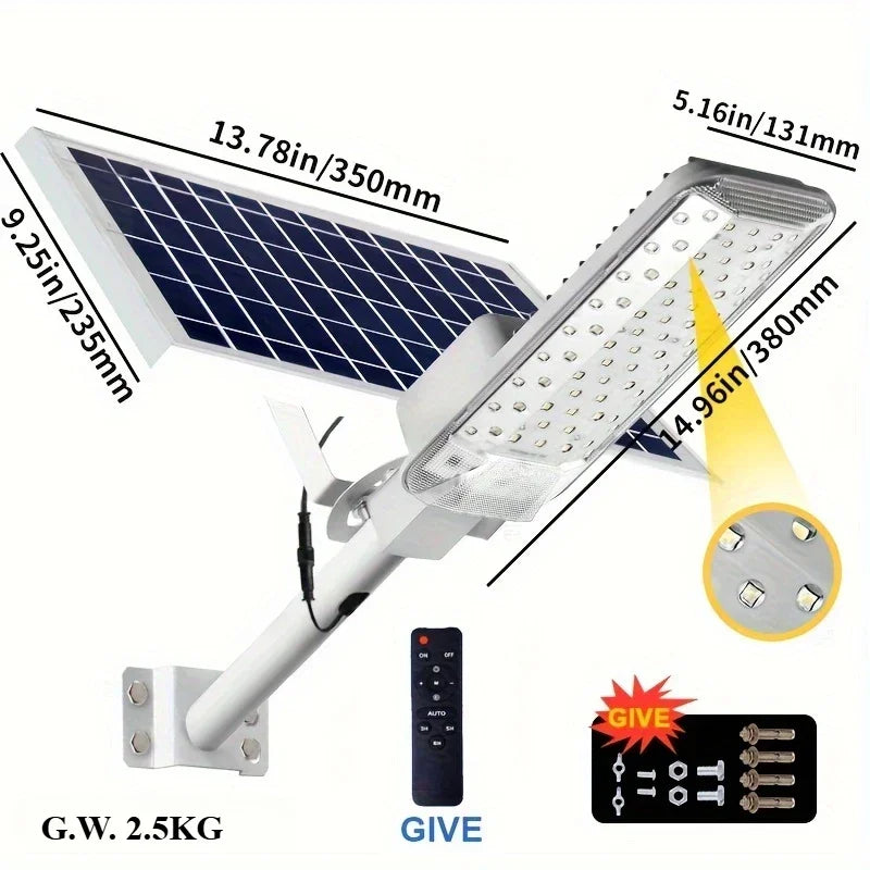 168 LED Solar Street Light Super Bright 2000W IP65 Waterproof Automatic Dusk To Dawn 6000mA All-Night Security for Garage Garden