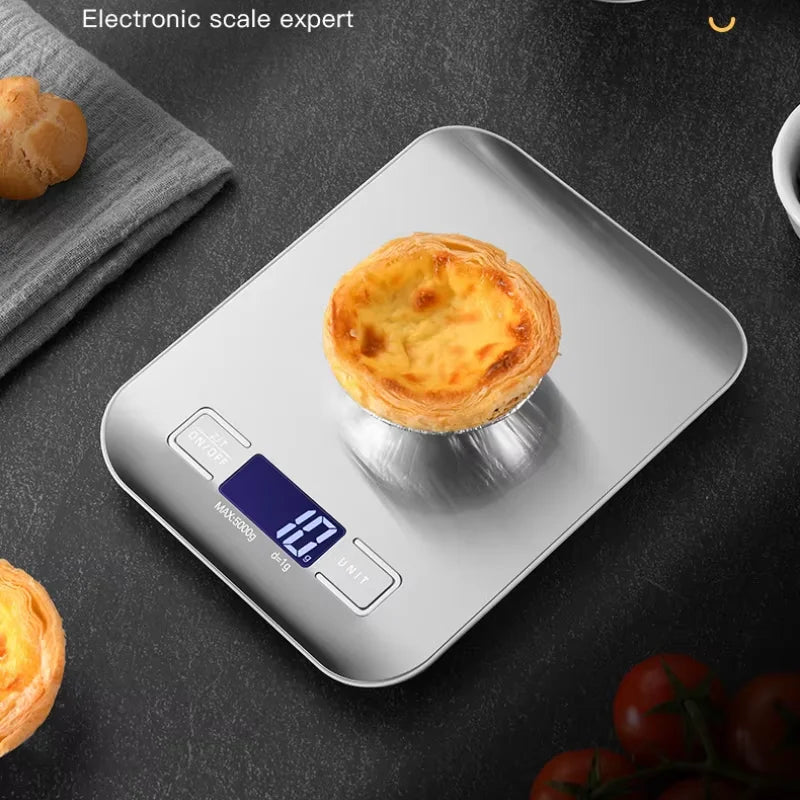 Bilancia da cucina digitale 5 kg/1 g, LCD retroilluminato, acciaio inox,…