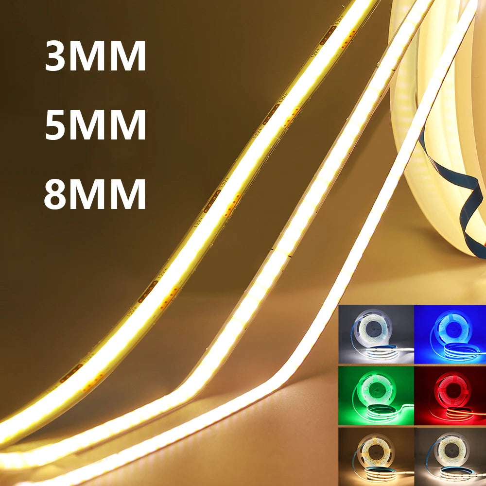 Striscia LED COB flessibile 320 LED/m 5V/12V/24V – 0,5‑5 m, varie temperature…