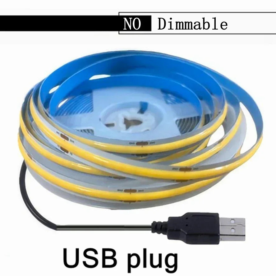 Striscia LED COB USB 5V dimmerabile, 320 LED/m, colori regolabili, 0,5‑5 m