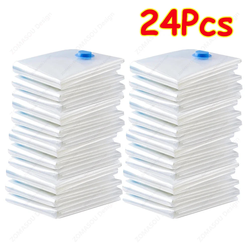 vacuum storage bags set 1-24 pcs, folding organizer for clothes & bedding