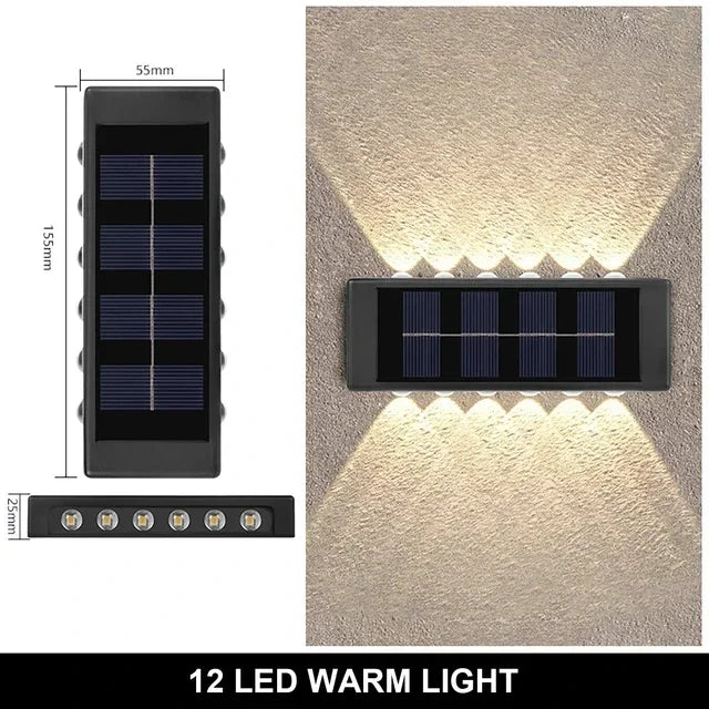 Lampada da Parete Solare 12 LED Impermeabile per Giardino e Patio