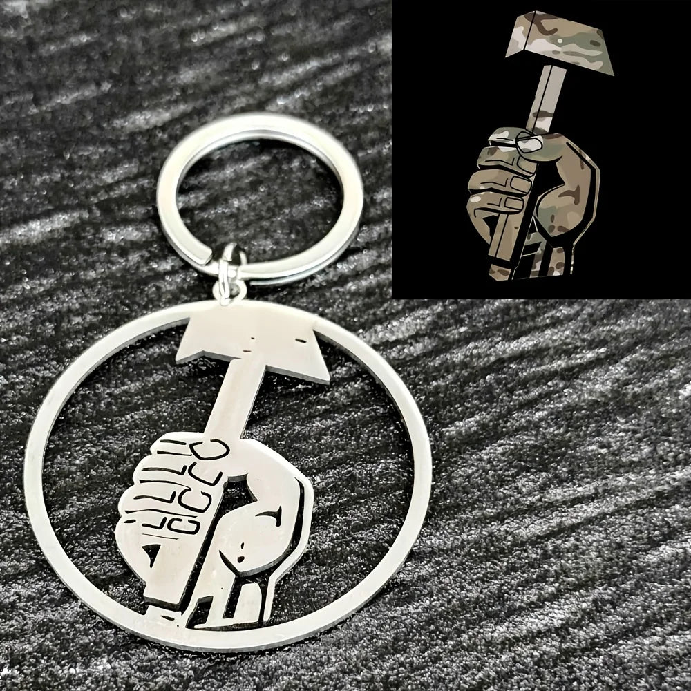 Personalized Custom Men's Stainless Steel Hollow-Out Shaped Keychain with Logo Image Badge Key Ring, High-Quality and Elegant Gift