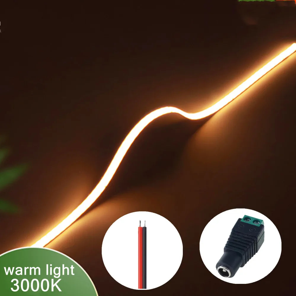 Striscia LED COB Ultra Sottile 12V 400 LED/m, Dimmabile, 3mm, Colori Multipli