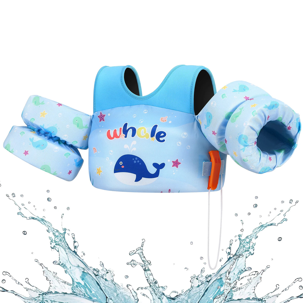 Gilet de sauvetage pour enfants avec sifflet, brassards en mousse pour piscine et kayak