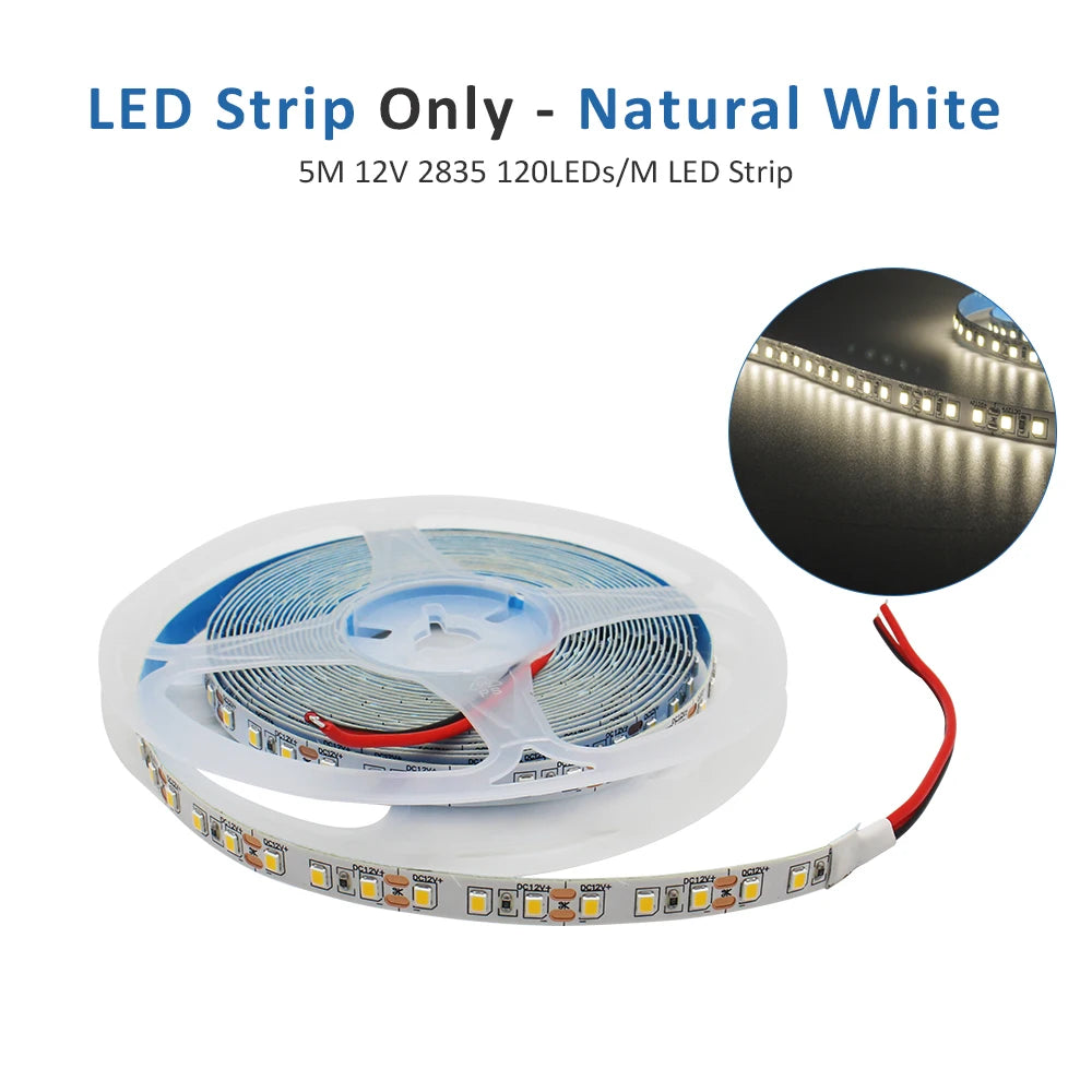 12v led strip smd 2835 1-5m warm white flexible tape light, 120/240 leds per m