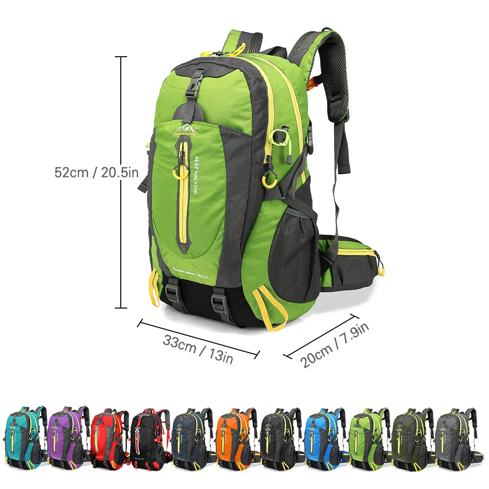 Sac à dos de voyage 40L imperméable pour trekking, randonnée et ordinateur portable