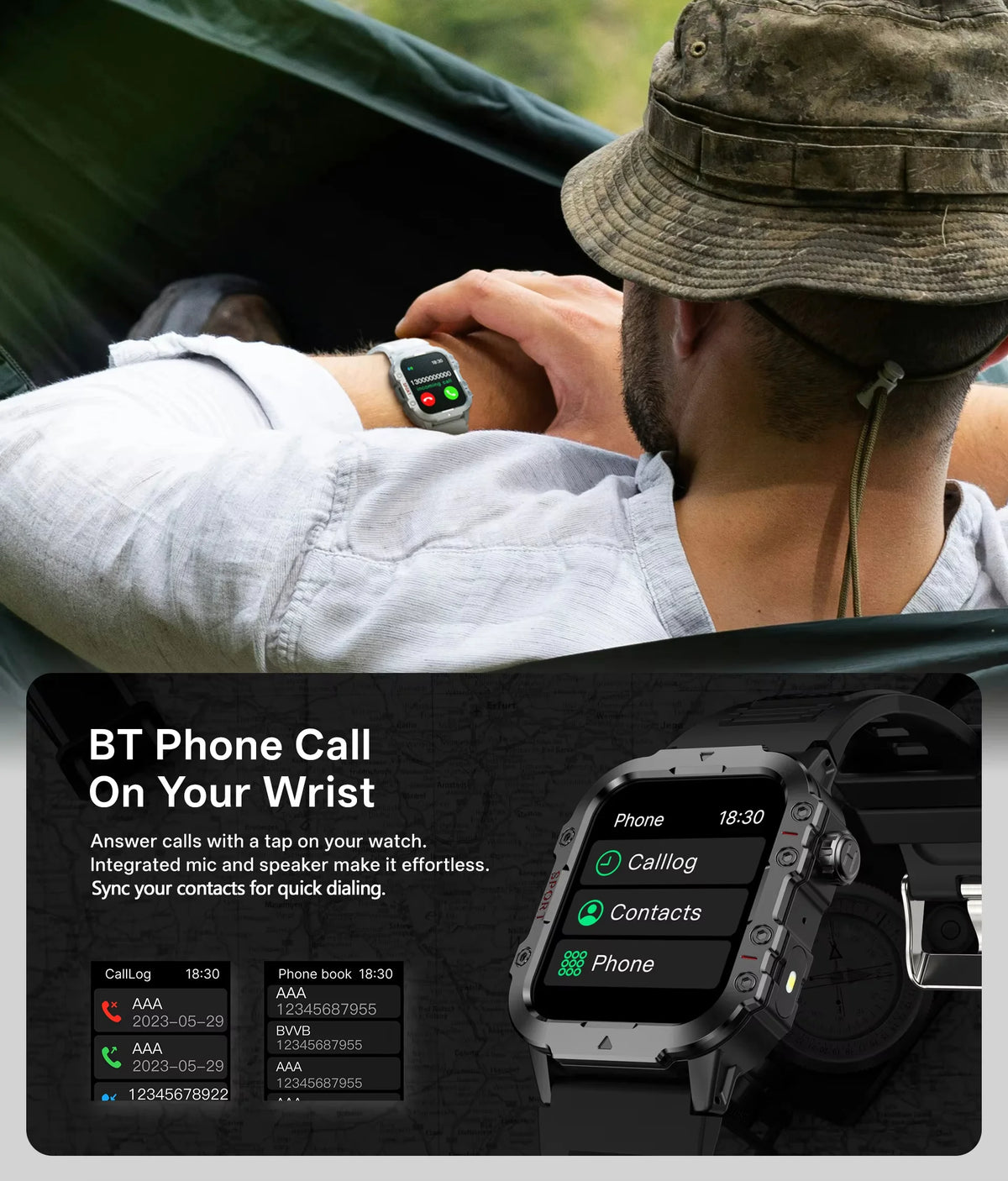 Smartwatch sportivo 2026 con monitor cardio, SpO2, sonno e torcia LED