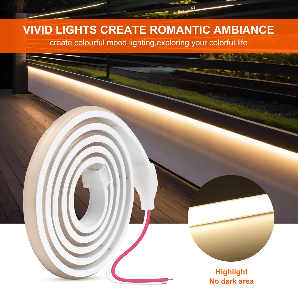 Striscia LED Neon COB Flessibile Impermeabile 12V 24V Alta Luminosità