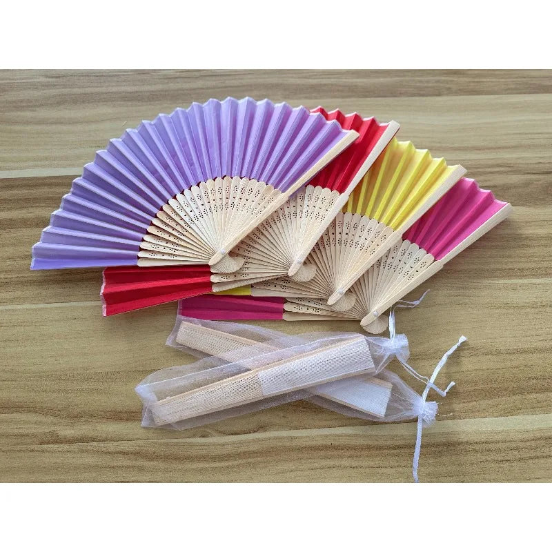 20-100pcs  Personalized Engraved Silk Hand Fan Wedding Fold Fan Vintage Fans Customized Wedding Favor