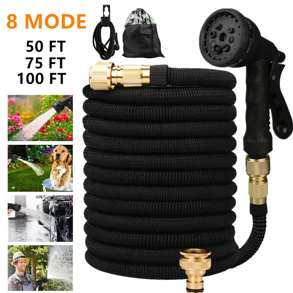 Tubo da giardino espandibile 25-100 ft con pistola 8 modalità – resistente