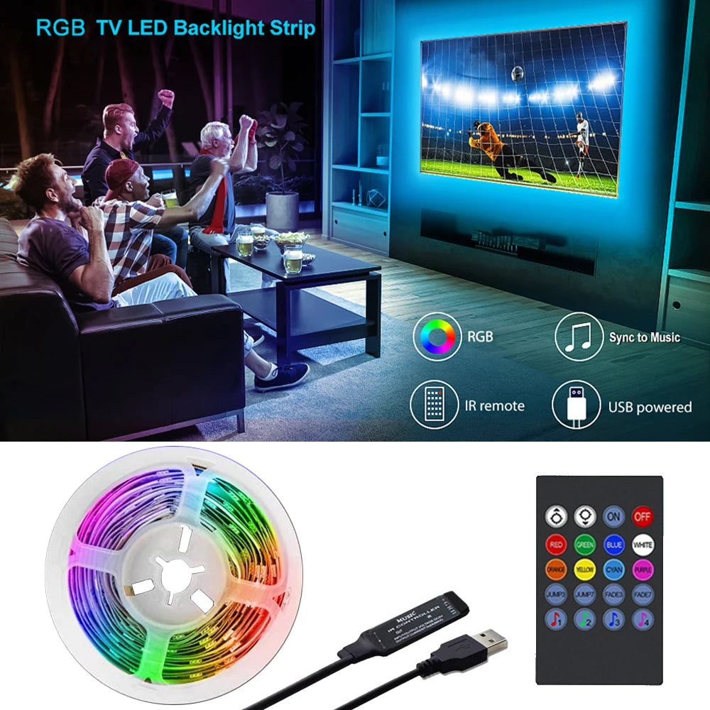 Striscia LED RGB USB per TV 15‑80 pollici con sincronizzazione musica
