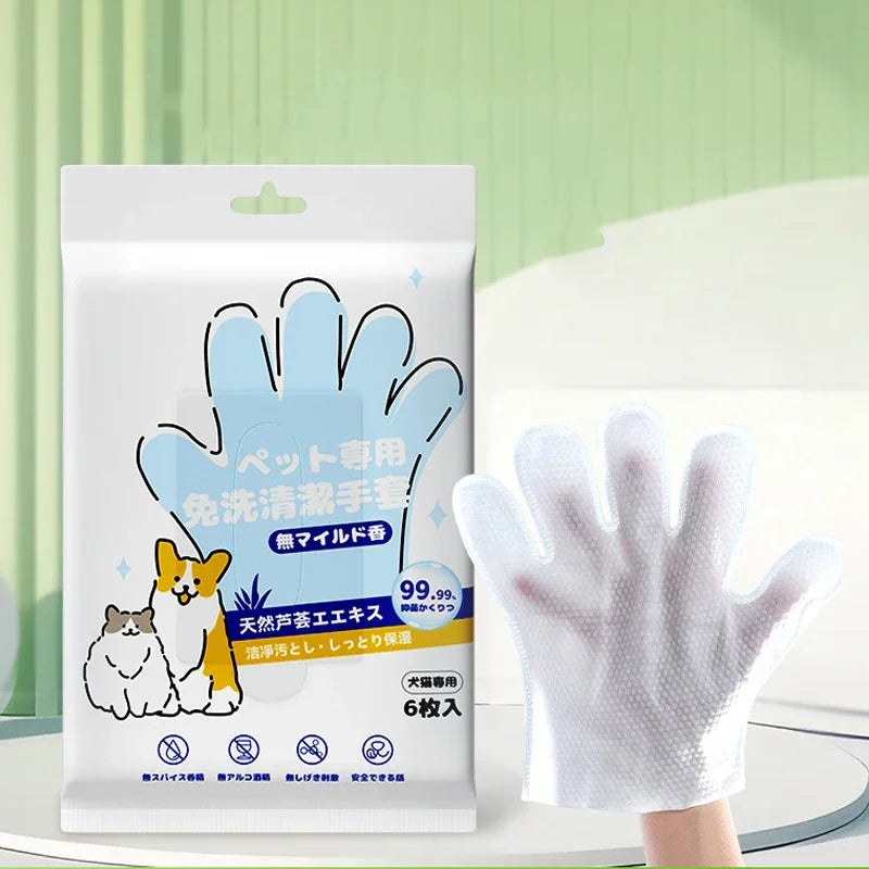 Guanti pulizia animali – set 6 pezzi per cani e gatti, senza acqua