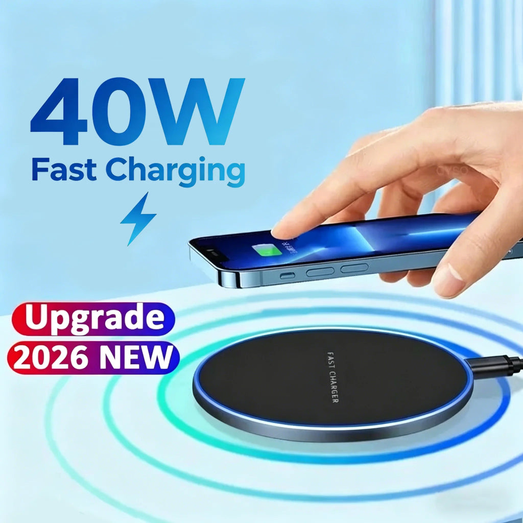Caricatore wireless rapido 40W con supporto per iPhone, Samsung, Huawei