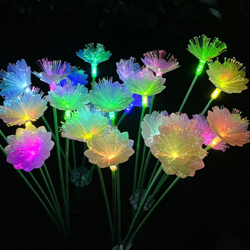 Luci solari a forma di fiore con fibra ottica, 6 teste, impermeabili per…