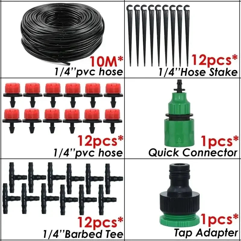 Kit irrigazione automatico con ugello regolabile e micro gocciolatori
