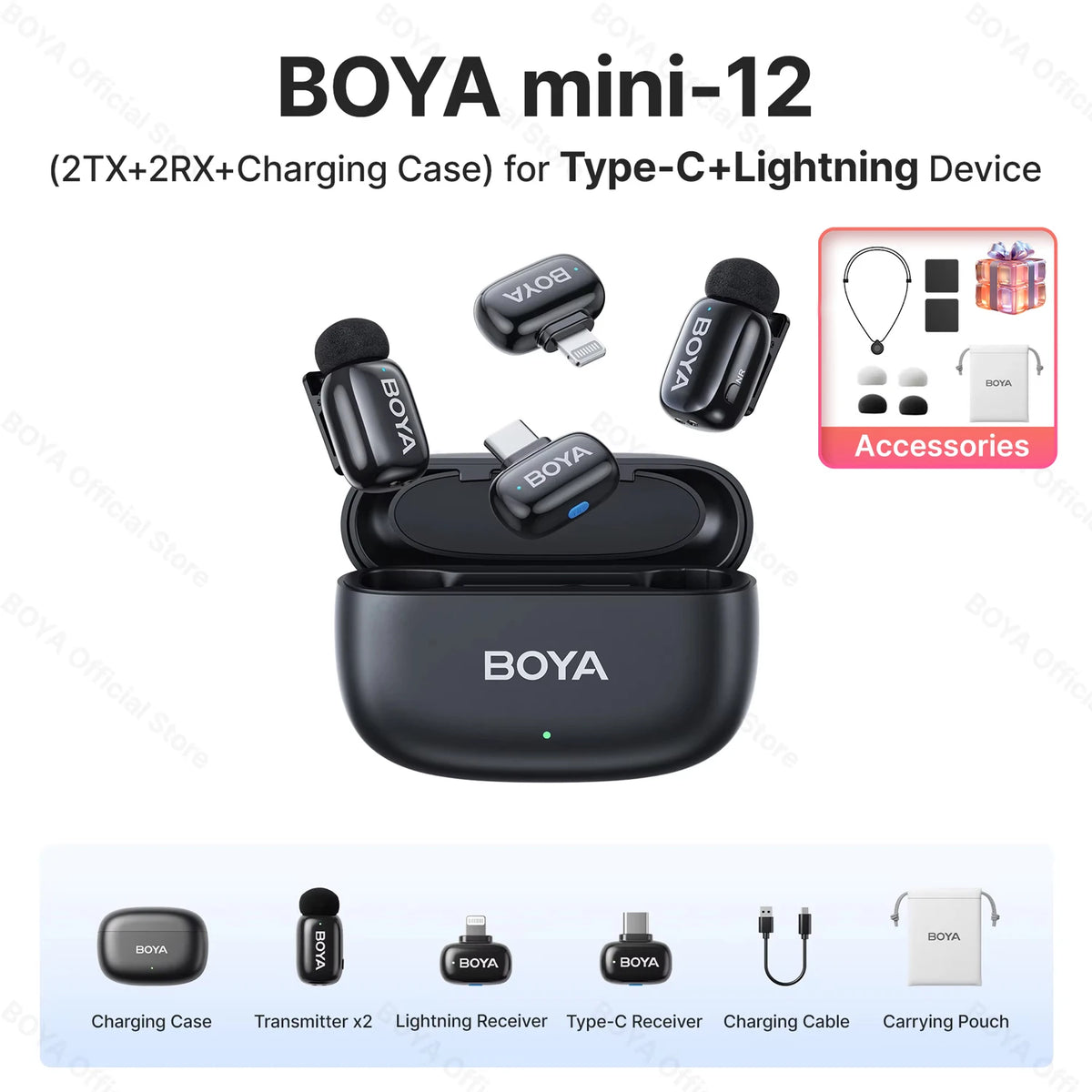 Microfono Lavalier Wireless 2.4 GHz per iPhone, iPad e Android Type‑C