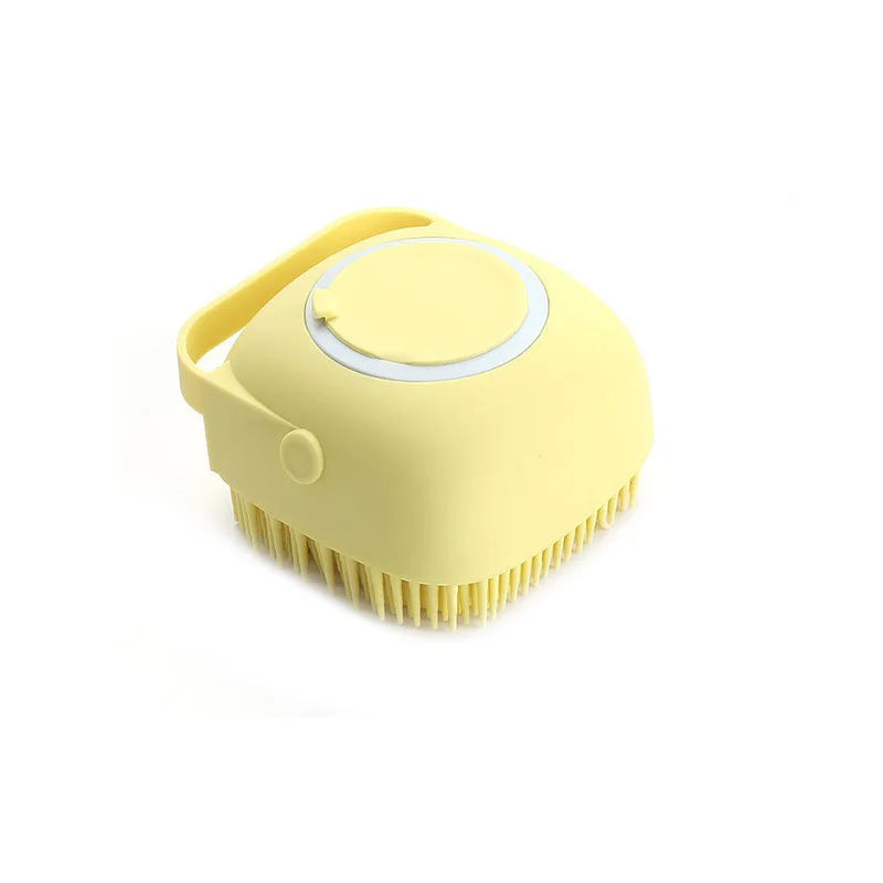Spazzola in silicone morbido per cani e gatti – massaggio e dispenser shampoo