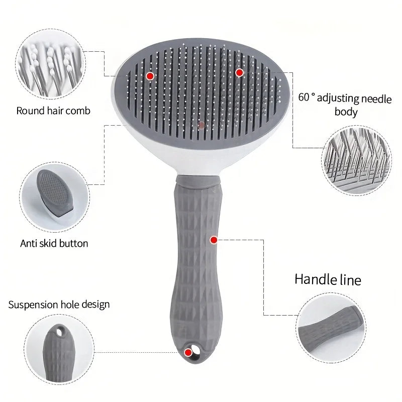 Pet Hair Removal Comb per Cani - Slicker Brush con Funzione Automatica
