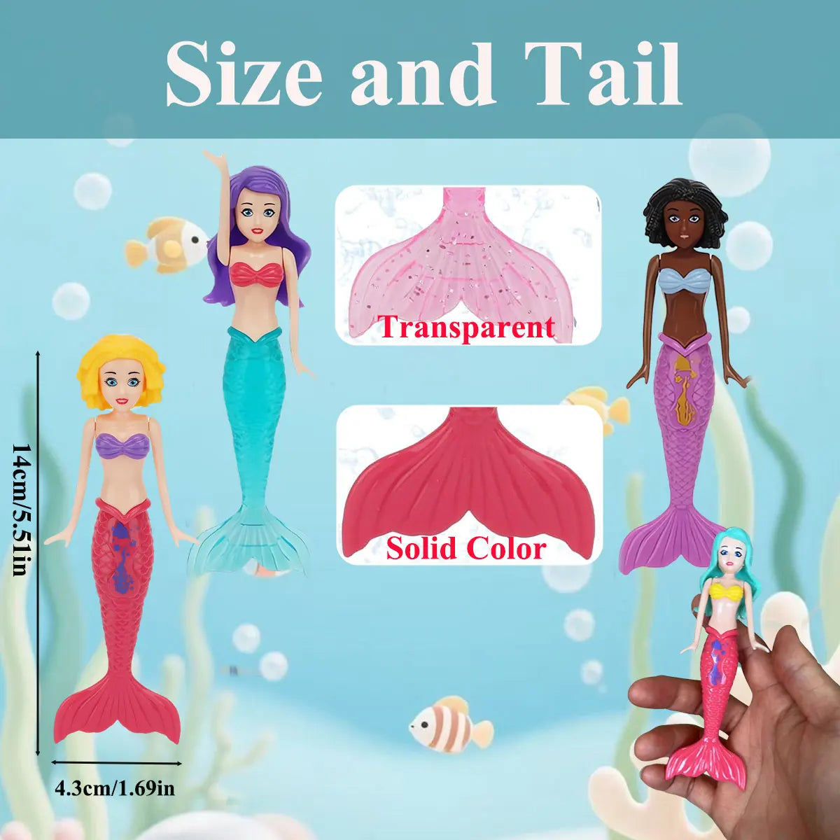 New Mermaid Dive Toys 2/3/4 PCS Colorful Bath Toy Play in Water Pool Float Toys 2 Rising Modes Games for Toddlers Children Gift