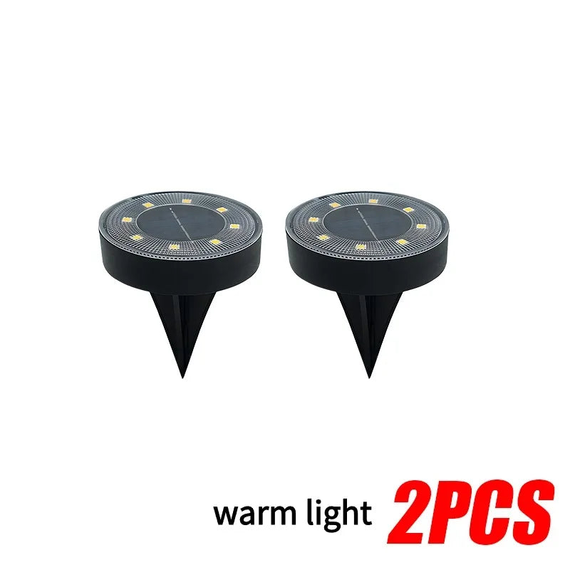 1-8PCS LED Solar Power Disk Light Outdoor Garden Solar Underground Light Deck Light Spotlight Buried Solar Led Lamp Garden Deco