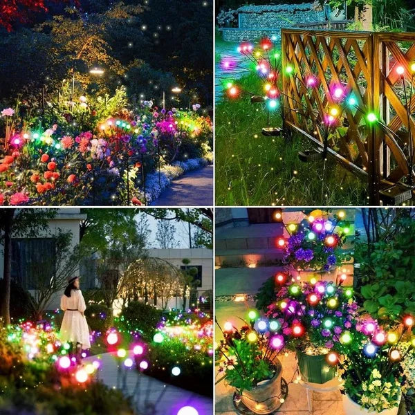 Lampada solare da giardino con luce a lucciole, LED, resistente all’acqua