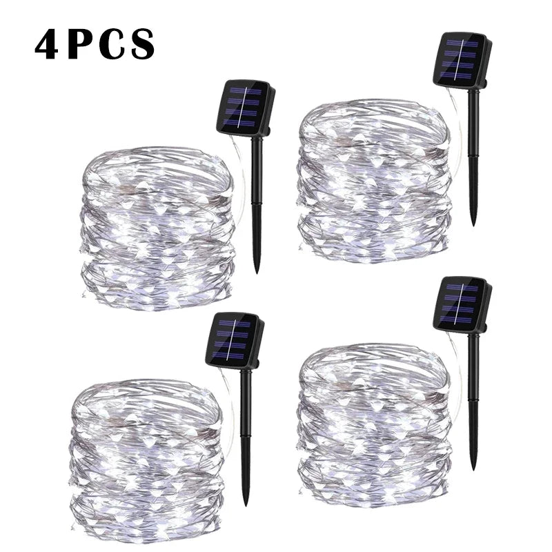 Luce LED Solare da Giardino a Catena, 32 m, Impermeabile, 8 Modalità