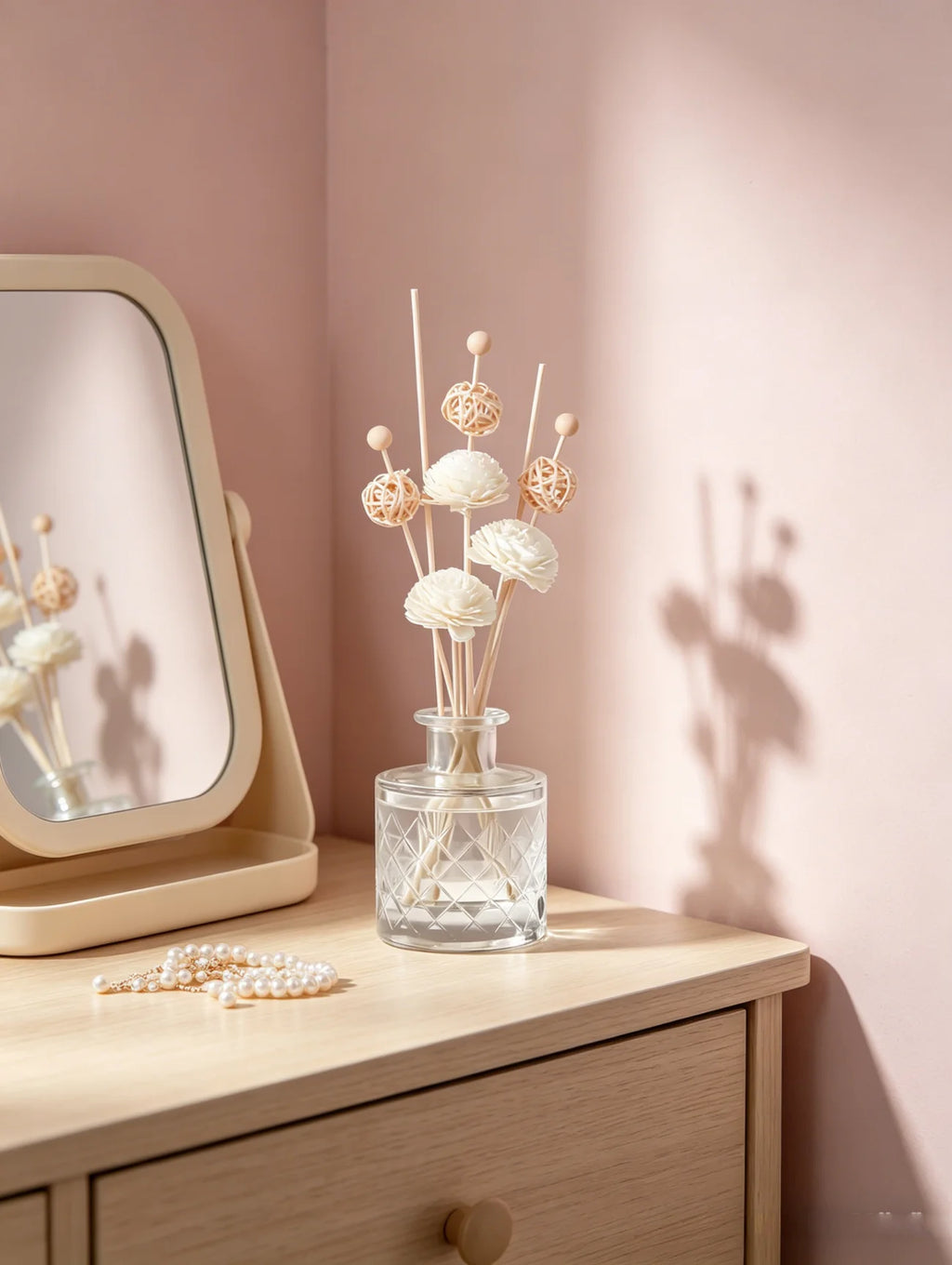 20 Pcs Reed Diffuser Sticks Flowers, Natural Diffuser Reeds Sticks with Decorative Flowers, Replacement Rattan Reed Fragrance