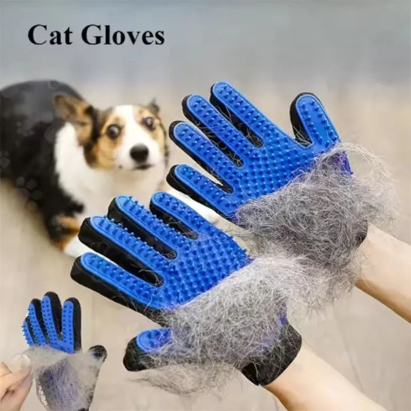 Guanto Spazzola Silicone Rimozione Peli e Massaggio per Cani e Gatti – Blu/Rosso