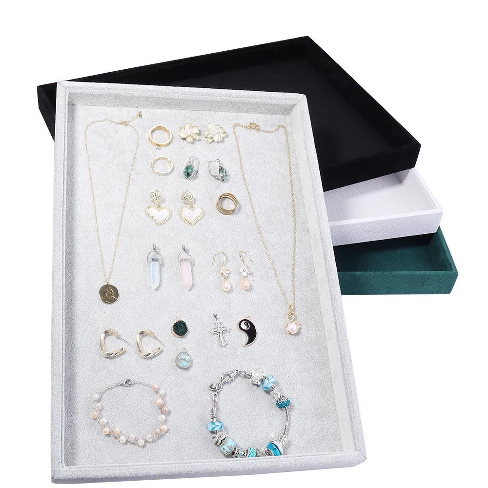 Velvet Jewelry Display Tray Exquisite Jewellery Holder Portable Ring Earrings Necklace Organizer Storage Box Organizator Trays