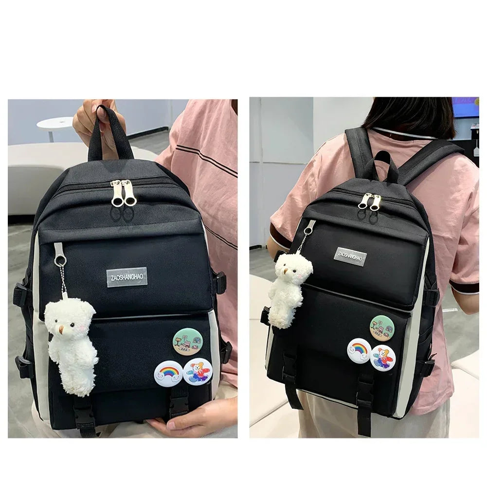 Sac à dos pour femme imperméable à haute capacité, style tendance pour l'école et les voyages