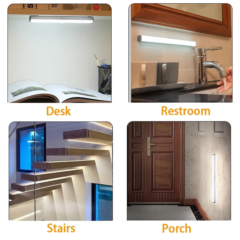Lampada LED con Sensore di Movimento ricaricabile USB‑C per cucina e armadi