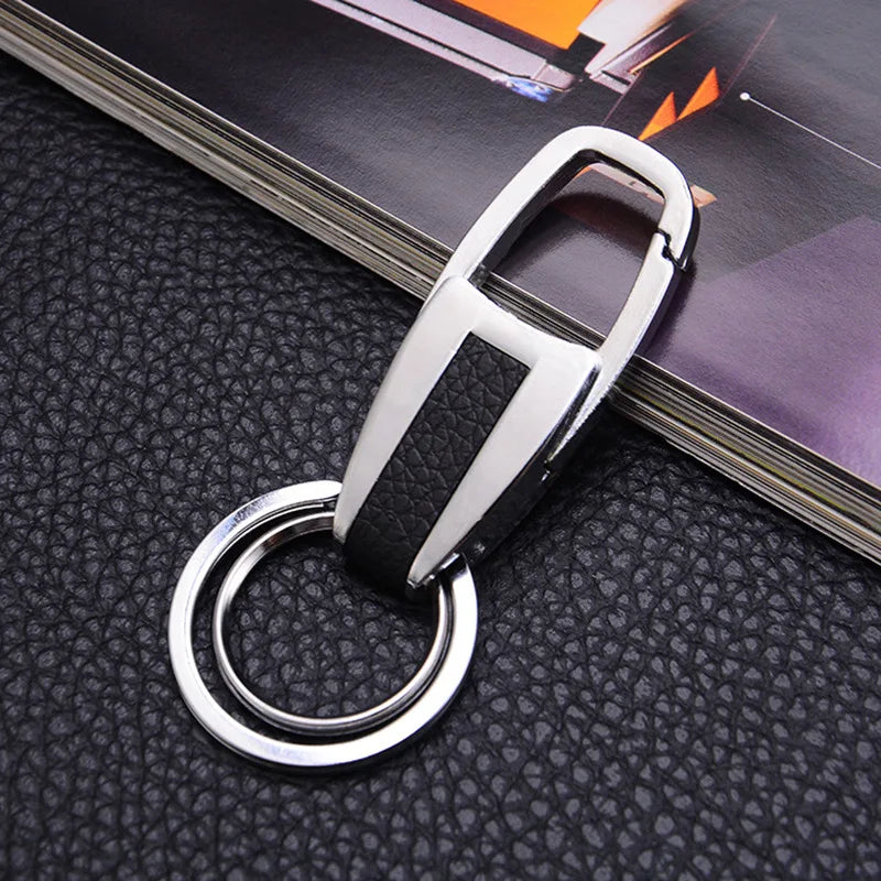 1PC Simple Fashion Creative Trendy Zinc Alloy Leather Keychain Unisex Metal Waist Keychain Gift Key Ring Car Keychain