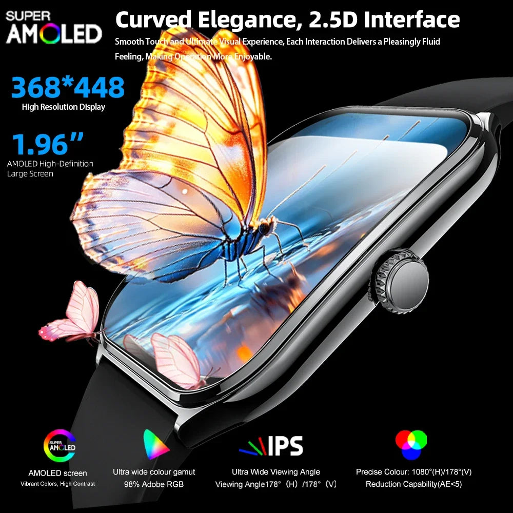 Smart Watch Uomo Donna 1.96" AMOLED HD | BT Call | Fitness Tracker