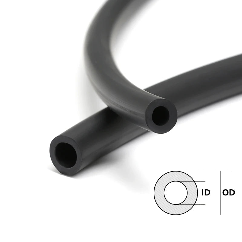 1/2/5m Black Fluorine Rubber Tube 2mm - 25mm Wear-resistant Corrosion Resistant High Temperature FKM Vitons Petrol Diesel Hose