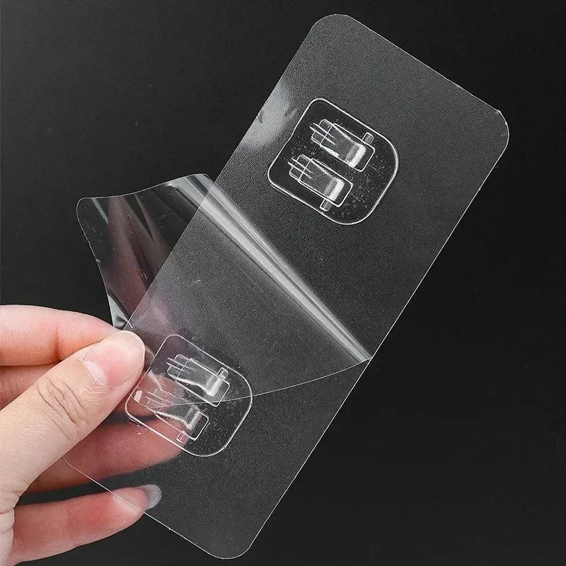 Ganci adesivi trasparenti per casa, set 10‑30‑50, impermeabili, capacità 2 kg