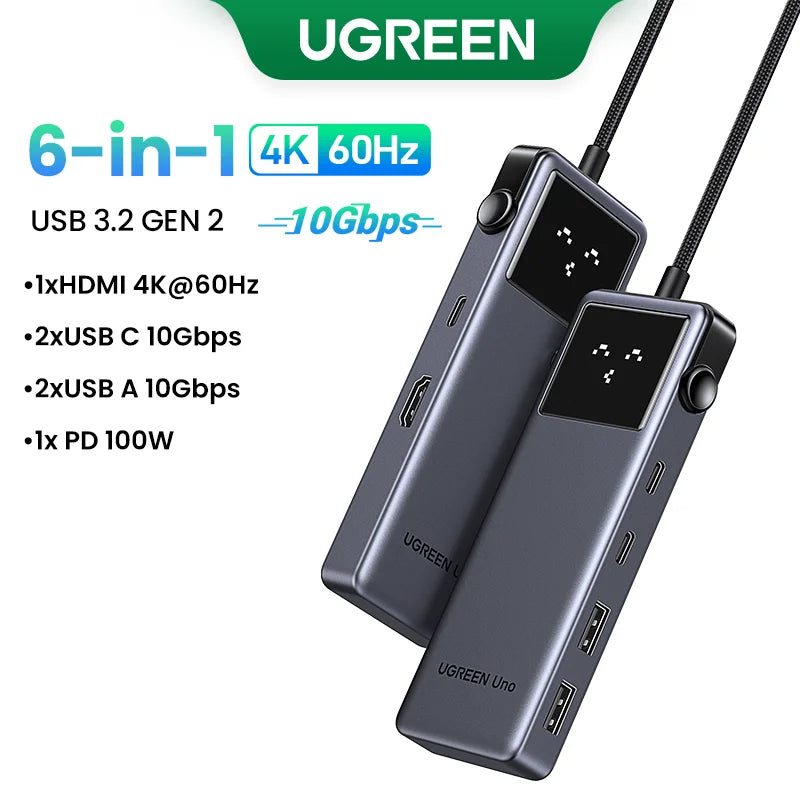 Hub USB‑C 6‑in‑1 4K 60 Hz con Power Delivery 100 W e porte 10 Gbps