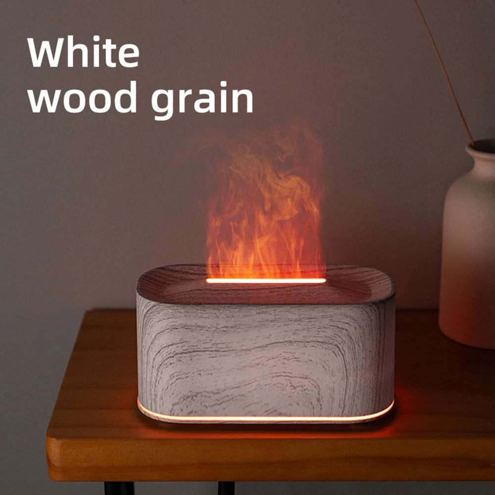 Diffusore aromaterapico con effetto fiamma, umidificatore silenzioso a nebbia