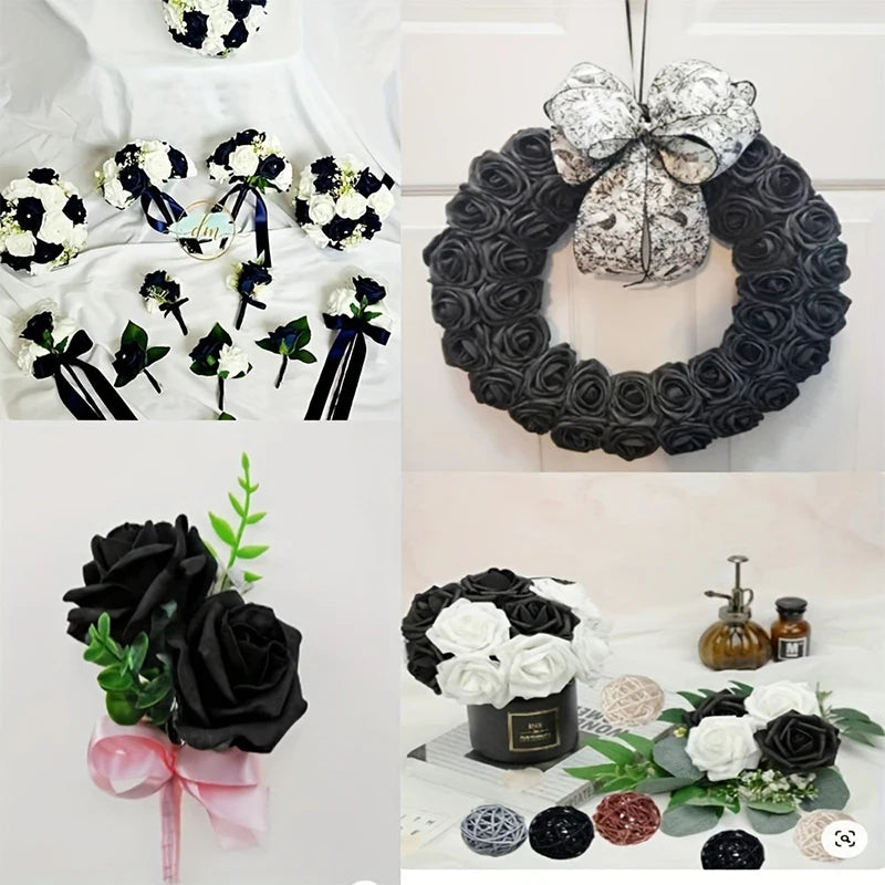 10/20Pcs Artificial Bulk Rose Flowers PE Fake Flower for Home Room Dceor Wedding Party Halloween Thanksgiving Christmas Decor