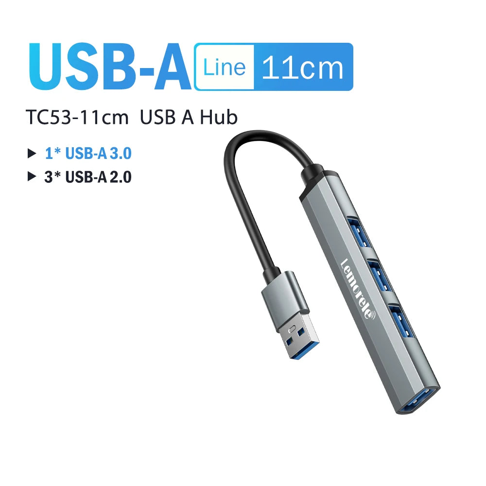 Hub USB 3.0 Type‑C 4 porte per laptop – compatibile con Lenovo, MacBook, Dell