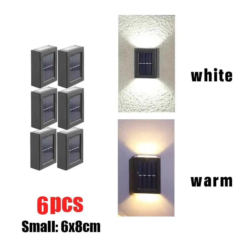 1~6pcs Solar Light Outdoor Up and Down Wall Washer Light Waterproof Solar Lamp Garden Street Balcony Yard Stairs Fence Decor