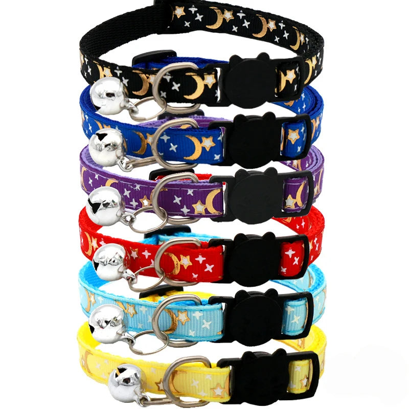 Collarino con campanella stelle e luna per cani e gatti – regolabile e…