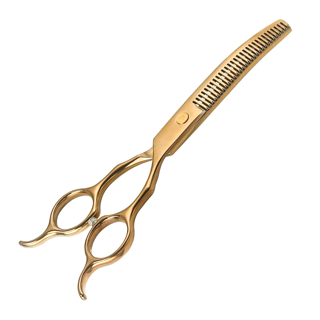 Forbici Curvate Doppio Punte per Grooming Canino – Scialbatura Professionale