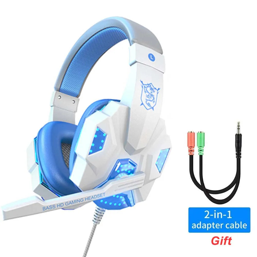 Cuffie Gaming RGB con Microfono, Cavo 3.5 mm, Noise Cancelling, Bass Stereo
