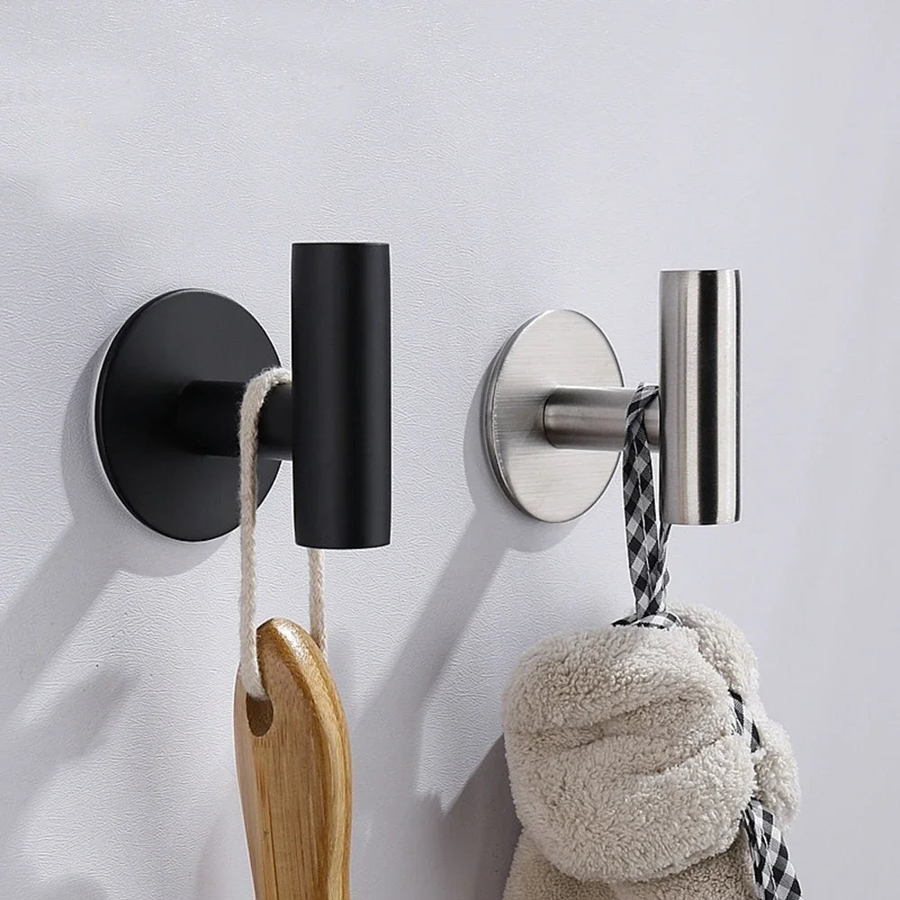 Ganci a muro adesivi in acciaio inox – set 2 per asciugamani e cappotti
