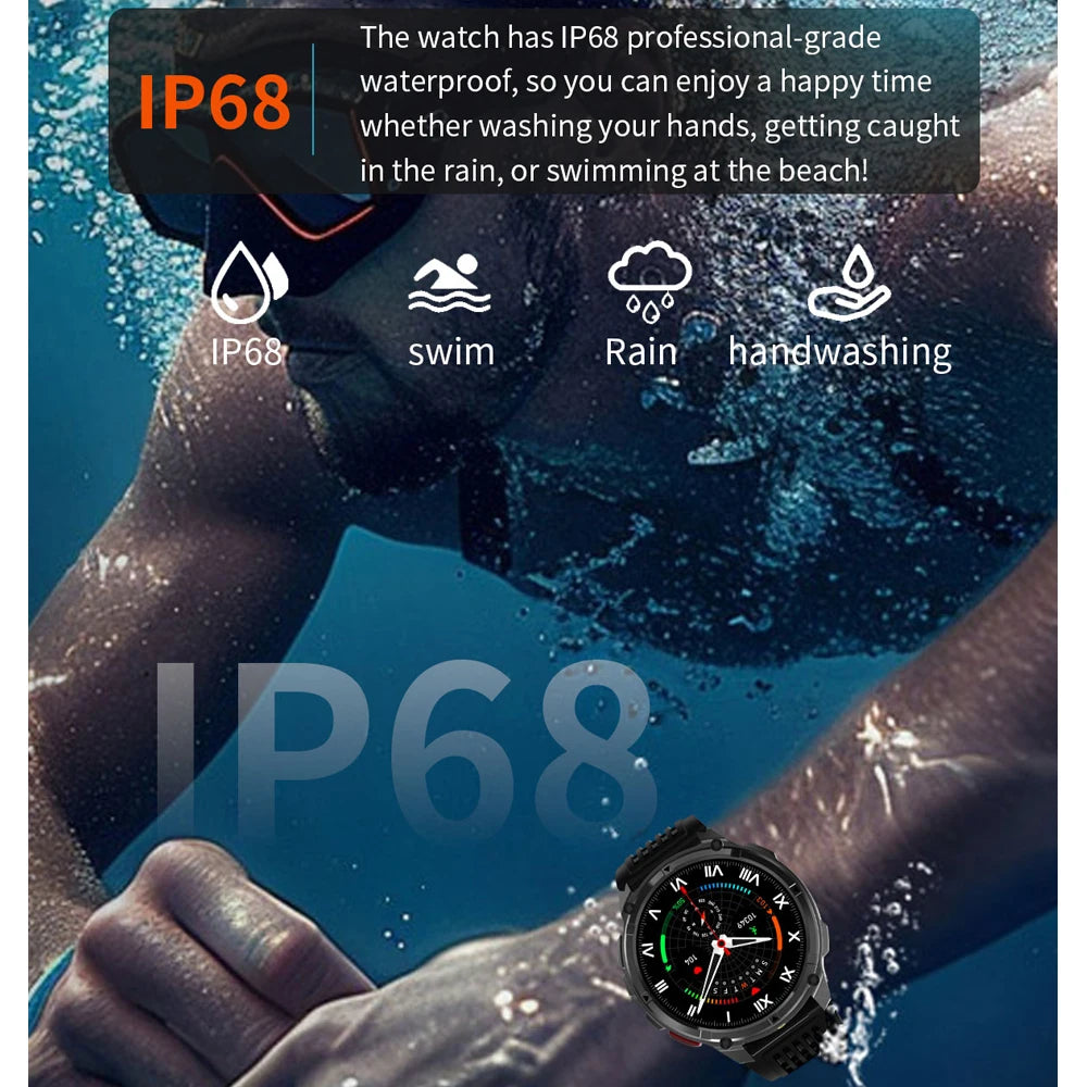 Smartwatch Sport GPS Militare 5ATM — Impermeabile, con Bussola